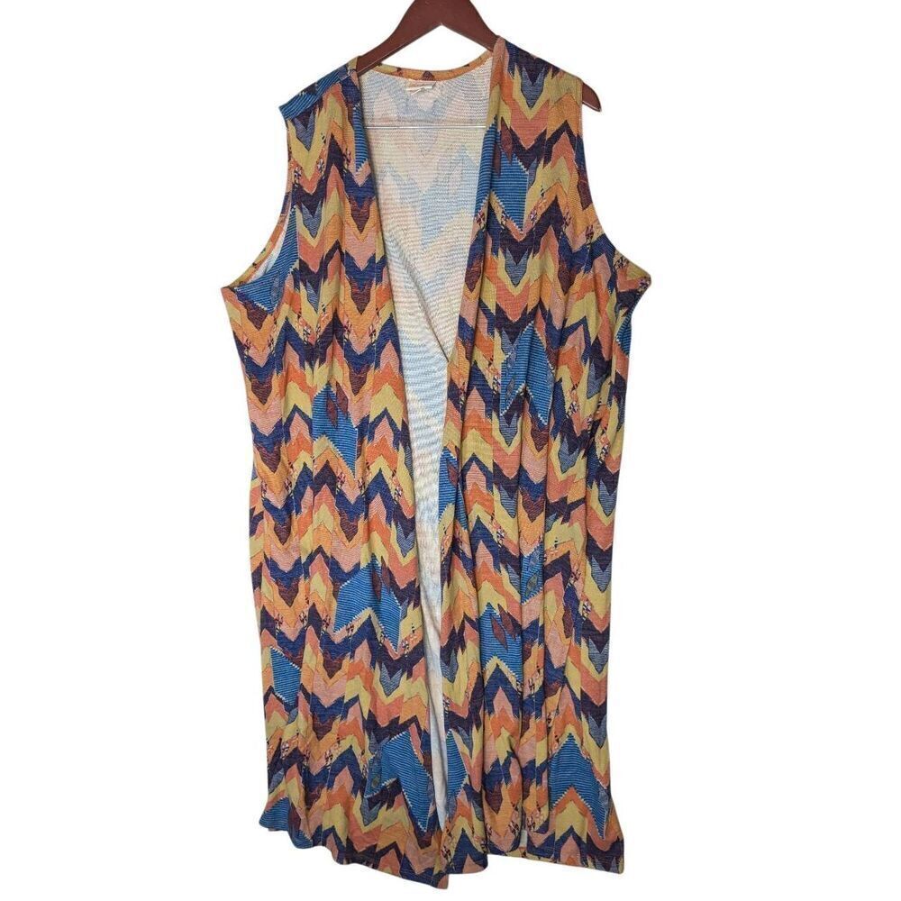 LulaRoe Joe Chevron Bright Vest Duster Sleeveless XL